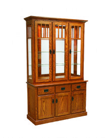 Mission 3-Door Mirror Back Hutch