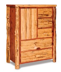 Fireside Rustic Side Door, 5-Drawer Armoire (Plain Sides)