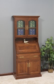 Deluxe Secretary Desk with Glass Doors