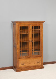 Raised Panel Bookcase w/ 2 Doors and Drawer
