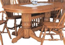 Double Plain Pedestal Oval Dining Table