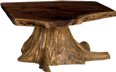 Rustic Living Coffee Table with Stump Base