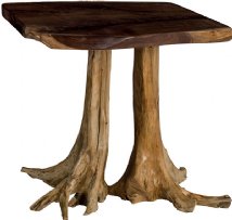 Rustic Living End Table with Stump Base