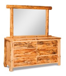 Fireside Rustic 6-Drawer Dresser with Mirror (Slab Front)