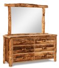 Fireside Rustic 6-Drawer Dresser with Mirror (Slab Sides)