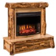 Fireside Rustic Fireplace with Mantle & Drawers