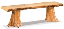 Fireside Rustic Flat Bench with Stump Base