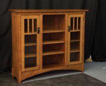 Mission Open Display Bookcase with Seedy Glass