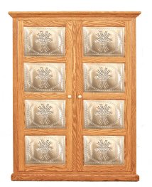 4-Panel Double Door Cupboard with Metal Inserts