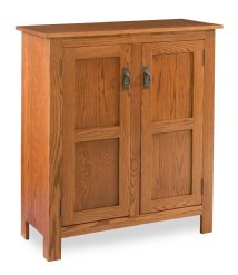 Mission Style 42" High Cabinet 2-Door with Wood Panels