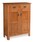 Mission Style 47" High Cabinet 2-Door 2-Drawer with Wood Panels