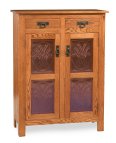 Mission Style 47" High Cabinet 2-Door 2-Drawer with Copper Panels
