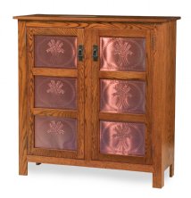 Mission Style 45" High Cabinet 2-Door with Copper Panels