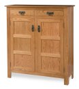 Mission Style 50" High Cabinet 2-Door 2-Drawer with Wood Panels