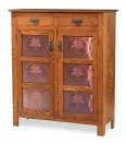 Mission Style 50" High Cabinet 2-Door 2-Drawer with Copper Panels