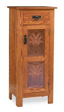 Mission Style 50" High Cabinet 1-Door 1-Drawer with Copper Panels