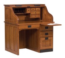 Mission Single Pedestal Roll-Top Desk (30" Deep)