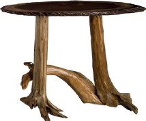 Rustic Living Oval Hall Table with Stump Base