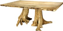 Rustic Dining Double Stump Table with Spalted Maple Top