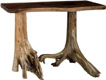 Rustic Living Sofa Table with Stump Base