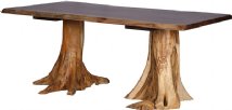 Rustic Dining Double Stump Table with Walnut Top