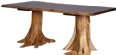 Rustic Dining Double Stump Table with Walnut Top