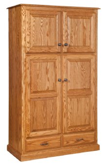 Traditional  4-Door Pantry with 2 Bottom Drawers