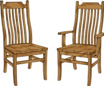 Mission 6-Slat Side and Arm Chair